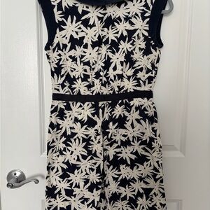 Floral Sleeveless Dress - Black and White